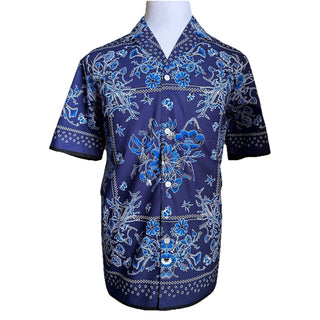 New $1300 Gucci Men’s Flower Bandana Print Shirt Blue Size 54/XXL