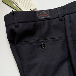 Gucci Wool Twill Pleated Trousers Dark Navy Men 34 US (IT 50) 770255 NWT $1150