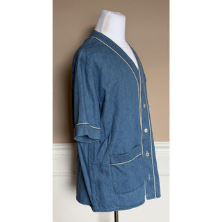 Gucci Varsity G Patch Denim Shirt Bright Blue Men 48 Euro (Oversized) 753105 NWT