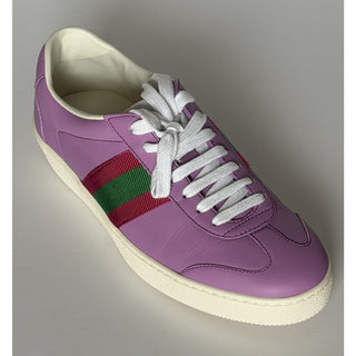 Gucci Women’s Web Leather Sneakers Wisteria Purple Pink 7.5 US (37.5) 858533 NIB