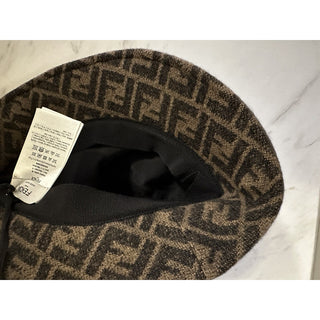 NWT $790 Fendi Classic Wool FF Logo Bucket Hat Size M Brown FXQ901