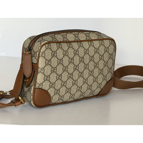 Gucci GG Emblem Small Camera Bag Beige Brown Crossbody 821216 FAED3 NWT