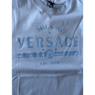 Versace Men’s Logo Compact Cotton Jersey T-Shirt Pastel Blue L 1013302 NWT $750