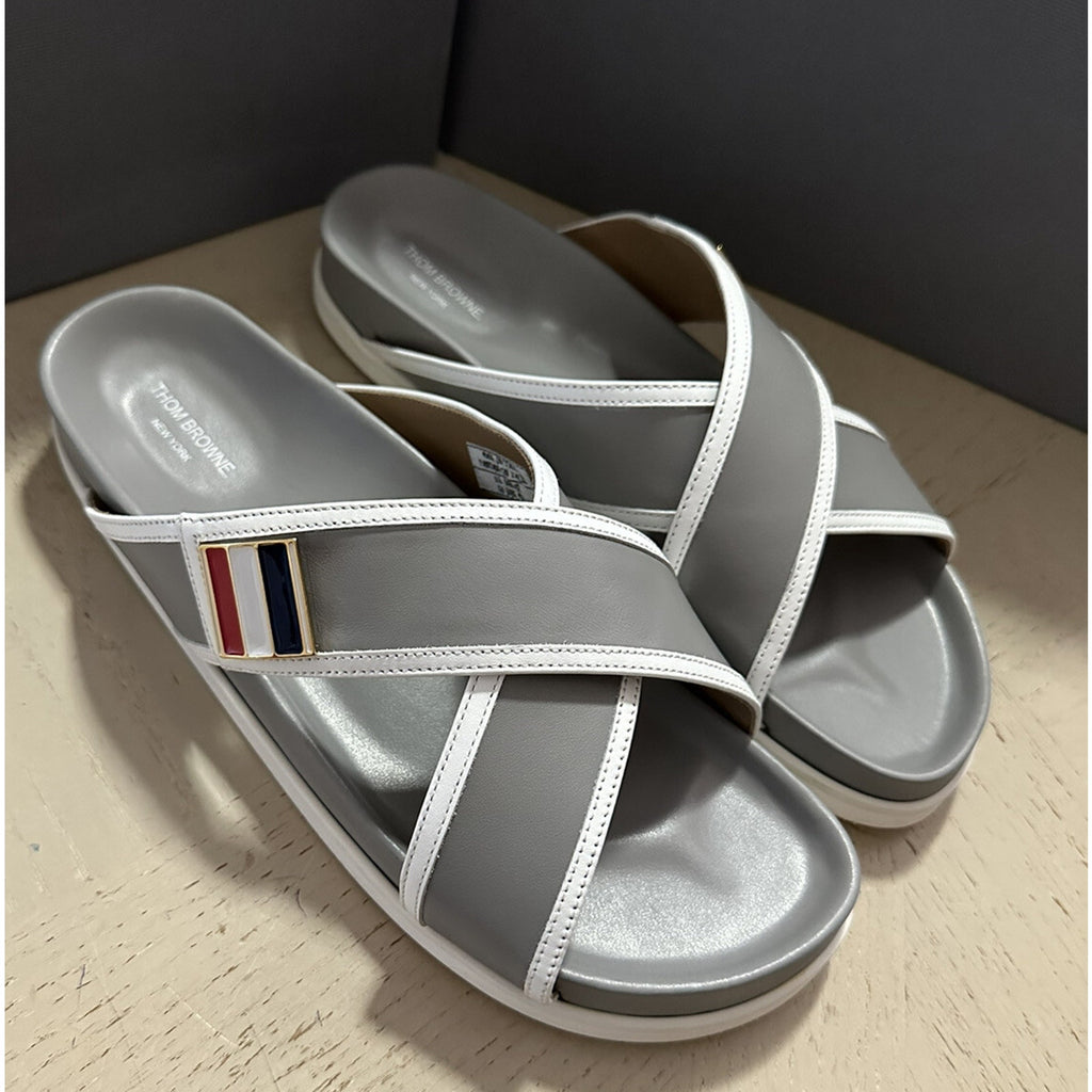 NIB $650 Thom Browne Criss Cross Leather Sandal Gray 9 US/42 Eu Italy