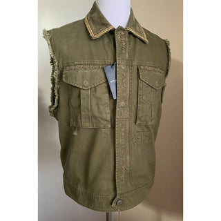 New $2290 Saint Laurent Vest Gilet Kaki/Green L ( 42 US/52 Eu ) Italy