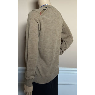 Burberry Lea 100% Wool Camel Melange Sweater Medium 8112090 NWT $915