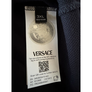 Versace Black Embroidered Piquet Cotton Polo Shirt 3XL 1013906 Made in Italy NWT