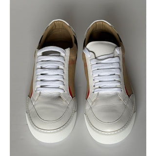 Burberry New Salmond Check Leather Sneakers Optic White 10.5 US 40.5 8024326 NIB