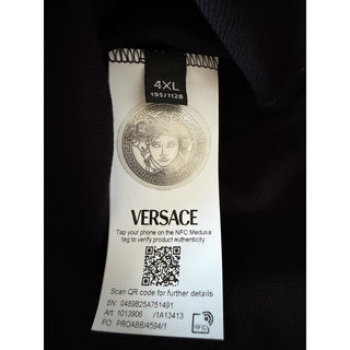 Versace Black Embroidered Piquet Cotton Polo Shirt 4XL 1013906 Made in Italy NWT