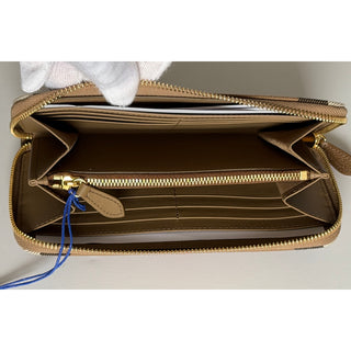 Burberry Large Zip Around House Check Wallet Chestnut Earth 8084515 NWT $640