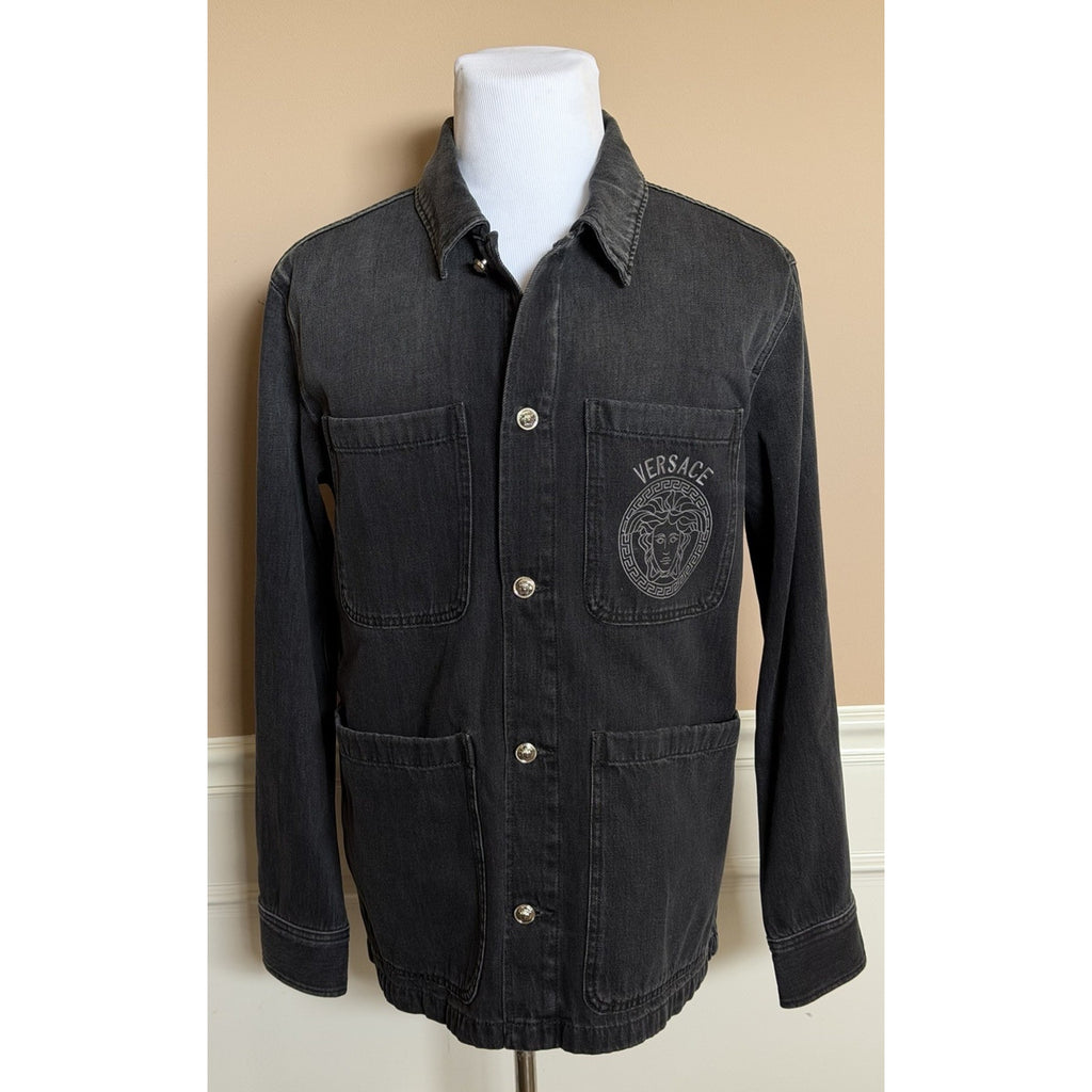 Versace Medusa Men’s Denim Stone Gray Jacket 40 US (50 Euro) 1014413 NWT $1750