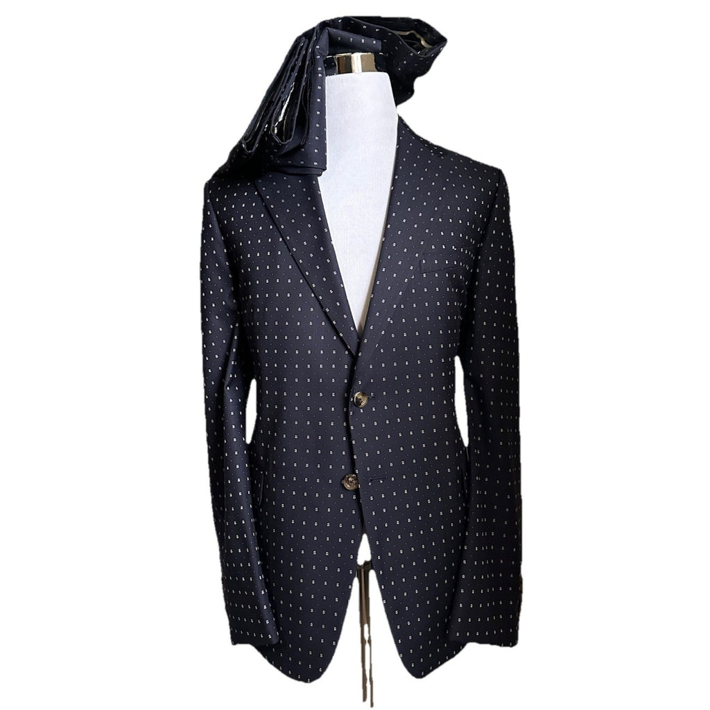 NWT $4800 Gucci Men G Logo London Wool Suit Navy 38 US/48 Eu Switzerland