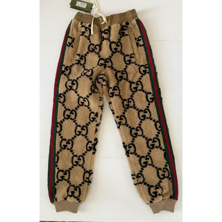 Gucci GG Jacquard Jogging Pants Camel Brown Web Stripe Small Women’s 722196 NWT