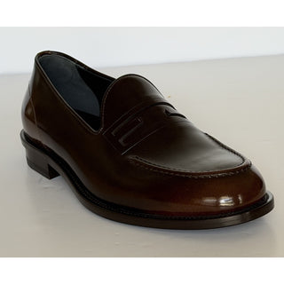Fendi FF Penny Loafers Brown Calf Leather Men 9 US (8 Fendi) 7D1645 NIB $1250