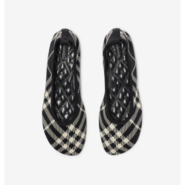 Burberry Baby Check Knit Ballet Flats Black Calico 9 US (39) IT 8096867 NWT $655