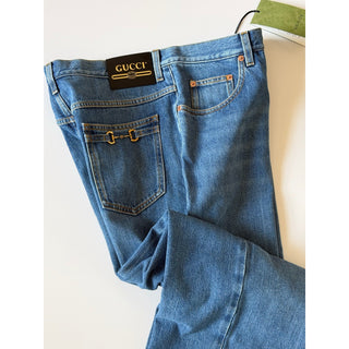 Gucci 80s Fit Horsebit Jeans Women’s Size 33 Blue Denim Made in Italy 666841 NWT