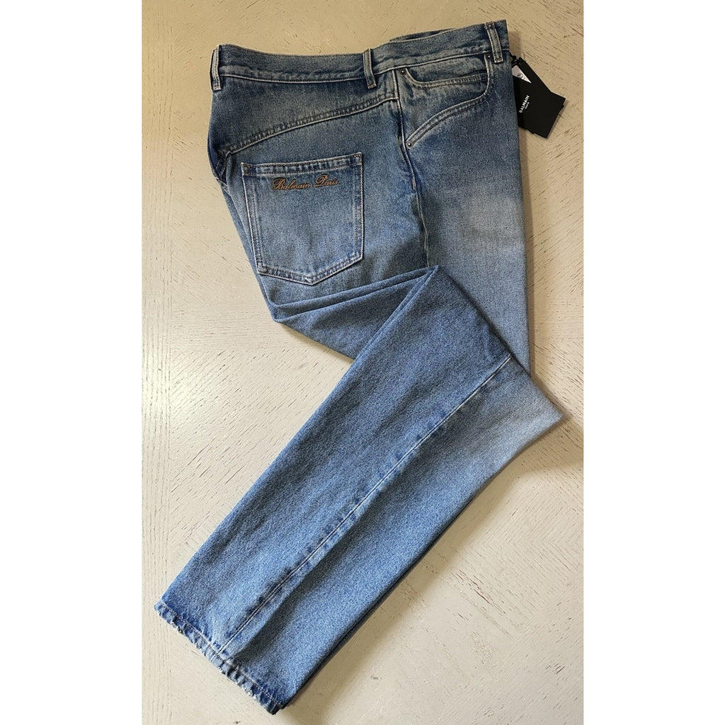 NWT $1050 Balmain Faded Five-Pocket Jeans Blue 36 US/52 Eu