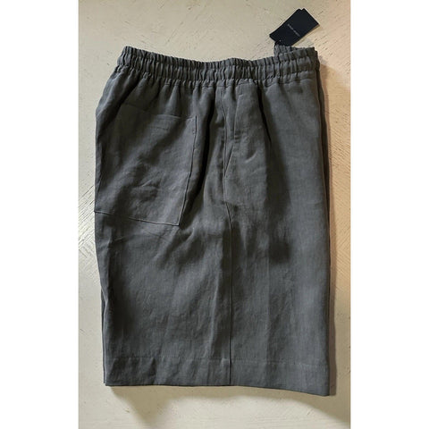 Giorgio Armani Men Linen Drawstring Short Pants dark olive gray 40 US/56 Eu New