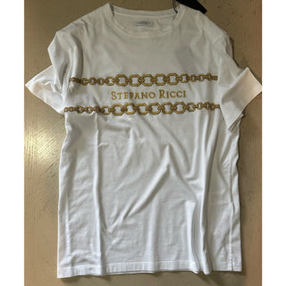 Stefano Ricci Men's Embroidered Chain Logo T-Shirt XL White Italy New $750