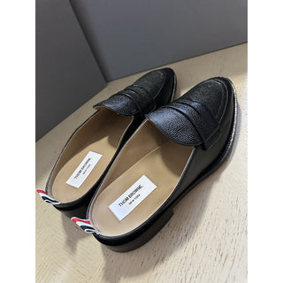 Thom Browne Men Leather Penny Loafers Sandal Shoes Black 12 US / 45 EU Italy New