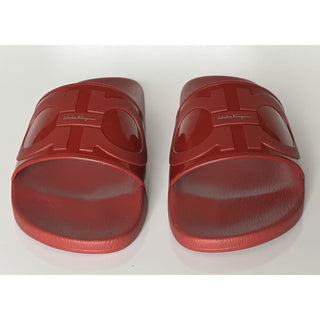 NIB Salvatore Ferragamo Groove Men's Rubber Slide Sandals Red 13 US 0751899 IT