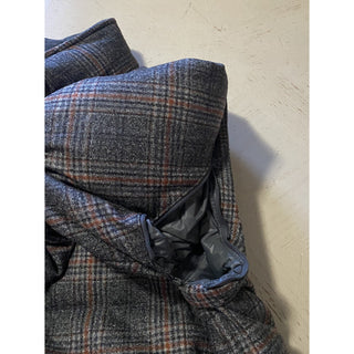 New $3250 Isaia Glen Plaid Puffer Jacket Vest Coat Charcoal 42 US/52 Eu Italy