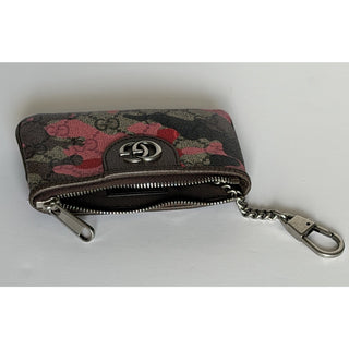 Gucci GG Key Case Pink Red Camo Monogram Zip Pouch 855446 NWT