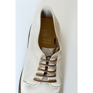 Brunello Cucinelli Men’s Suede Derby Shoes Cream 10 US (43 Euro) Italy NIB $1395