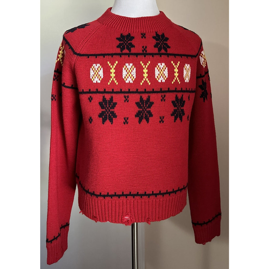 NWT $2490 Saint Laurent Men Sweater sweater in wool jacquard Red XXL Italy