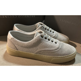 NIB $950 Brunello Cucinelli Men’s Suede Sneakers Shoes Ivory 7 US/40 Eu