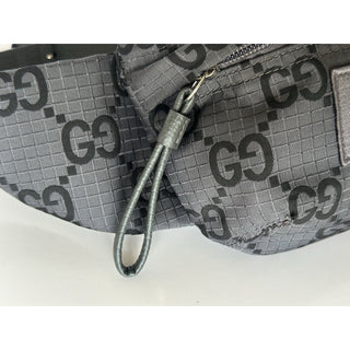 Gucci Maxi GG Logo Gray/Black Nylon Belt Bag 767934 IT NWOT