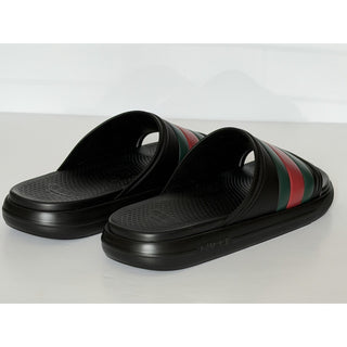 Gucci Men’s Rubber Black/Green/Red Sandals 10.5 US (10 Gucci) Italy 780286 NIB