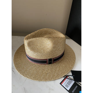 NWT Saint Laurent Men Straw Fedora Hat Beige Size S Italy
