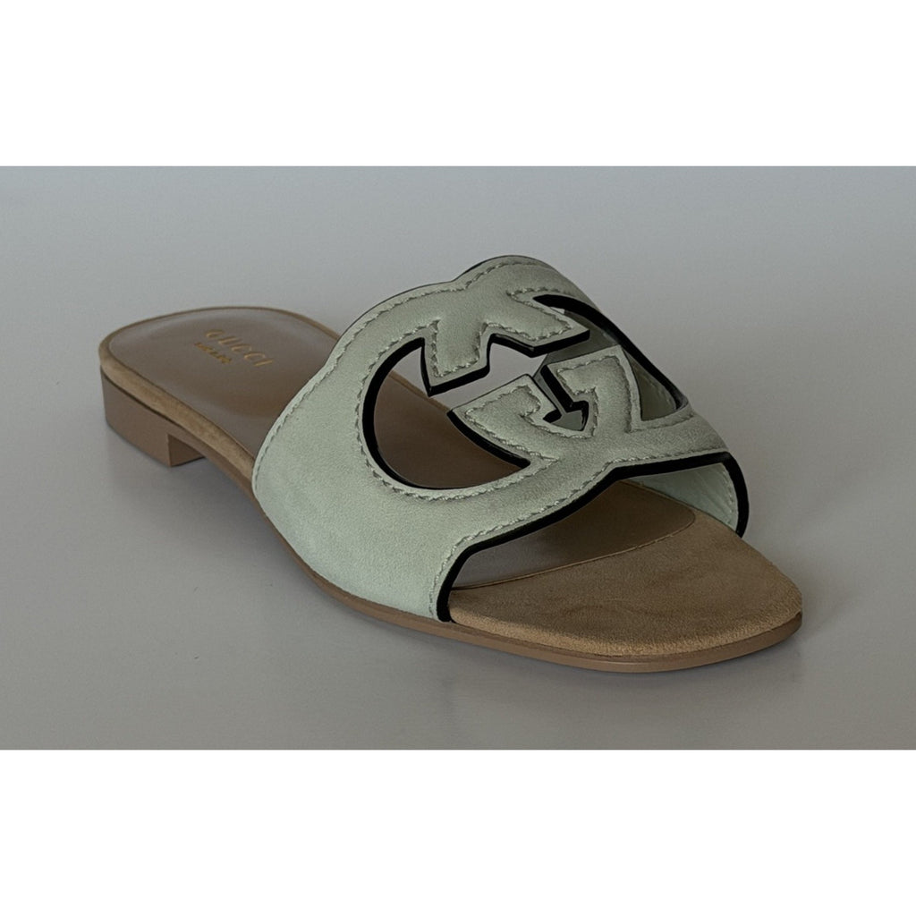 Gucci Interlocking G Green Leather Sandals 6 US (36 Euro) Italy 694451 NIB