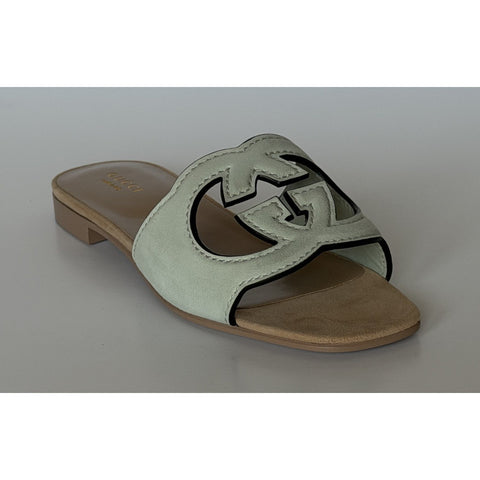Gucci Interlocking G Green Leather Sandals 6 US (36 Euro) Italy 694451 NIB