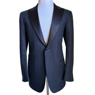 New $10995 Kiton Cashmere & Linen Diner Jacket Blazer Navy/Black 40R US/50R Eu