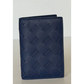 Bottega Veneta Intrecciato Leather Cassette Flap Card Case Blue 749417 NWT $520