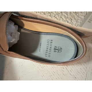 NIB $990 Brunello Cucinelli Men’s Leather Loafers Shoes Tan Brown 11 US/44 Eu