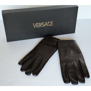 Versace Men’s Lamb Leather Gloves Black Size 9 Made in Italy 1017107 NWT