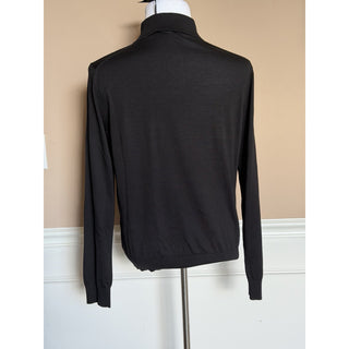 Versace Silk/Cotton Black Knit Polo Sweater 52 Euro 1017342 Italy NWT $1150