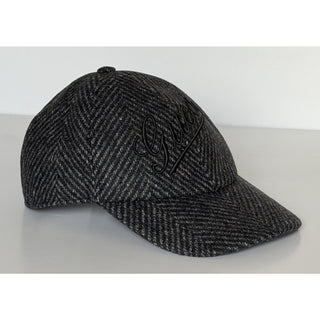 Gucci Herringbone Wool/Silk Baseball Hat Charcoal Logo Cap Size Large 817497 NWT