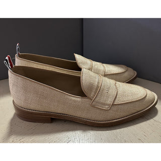 NIB $850 Thom Browne Men Textured Penny Loafers Shoes Natural 9 US/42 EU Italy