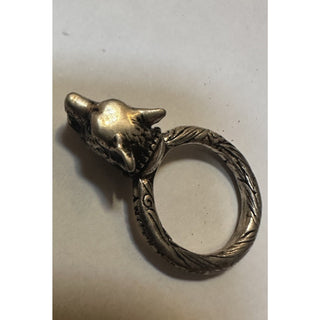 New Authentic GUCCI Silver A. Forest Wolf Ring Black Prezioso 8 US ( 16 ) 511851