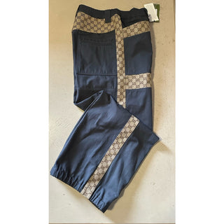 New $1980 Gucci Men Canvas/Cotton GG Print Drawstring Pants DK Gray 34 US/50 Eu