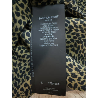 NWT $890 Saint Laurent Men Hawaii SL Print black leopard pattern Shirt Size L