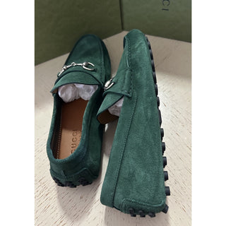 Gucci Men Suede horsebit Driver Loafers Shoes Green 7 US/6.5 UK 765859 New