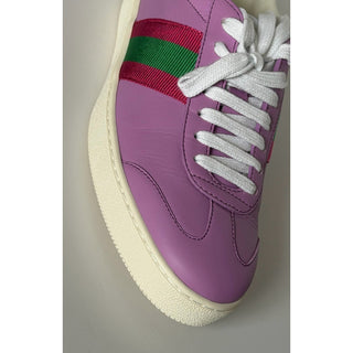 Gucci Women’s Web Leather Sneakers Wisteria Purple Pink 7.5 US (37.5) 858533 NIB