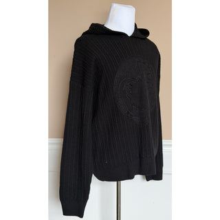 Versace Medusa Embroidered Sweater with Hoodie Black 52 US 1018713 IT NWT $1890