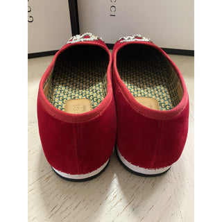 NIB $980 Gucci Mens Velvet Loafers Shoes Red 8 US / 7 UK