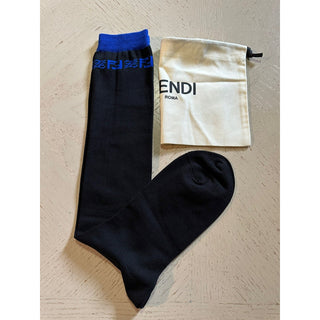 NWT $260 Fendi FF Logo Karligraphy Socks Black Size M Italy
